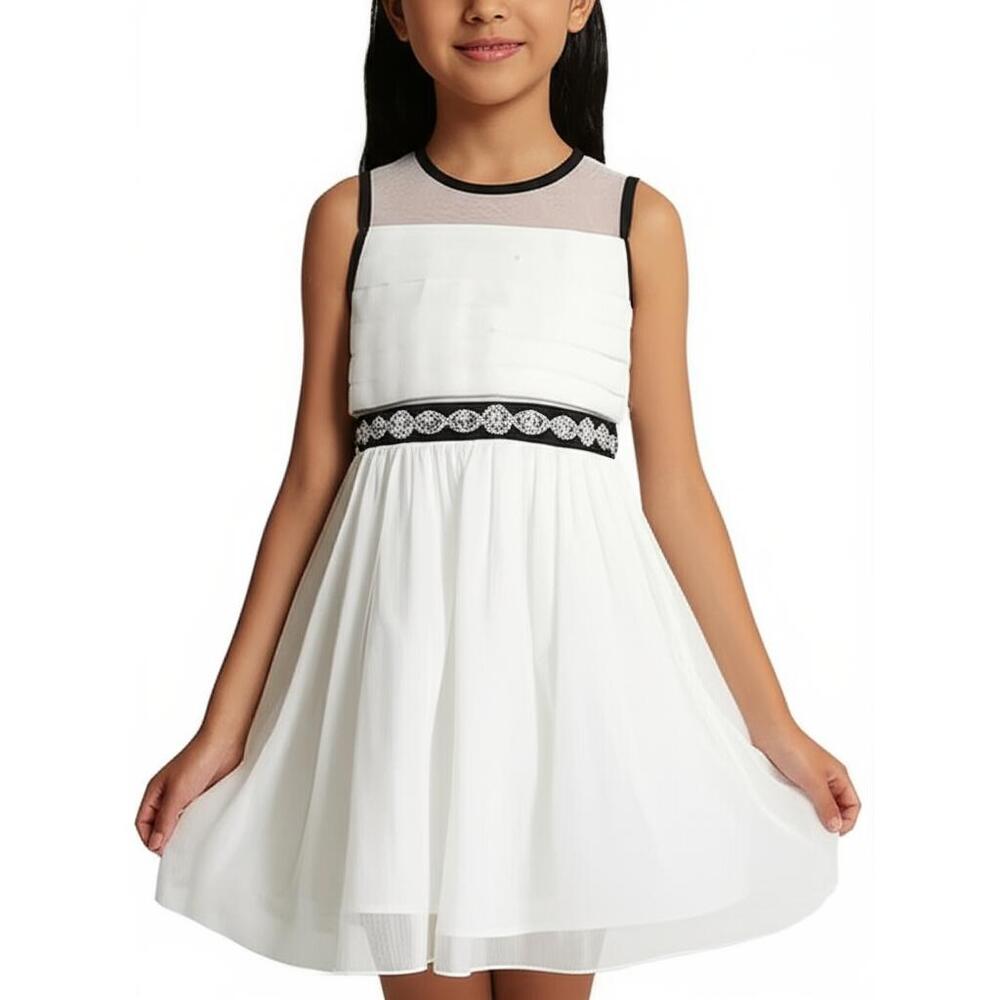 Sequin Hearts‎ Girls Size 10 White Black Embellished Formal Dress Party Elegant